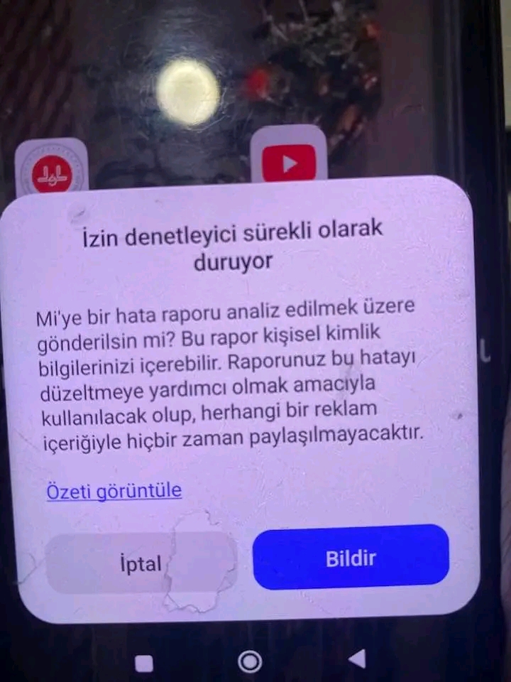 "İzin denetleyici sürekli olarak duruyor" (Permission Controller keeps stopping)