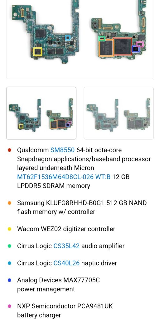 Samsung Galaxy S23 Ultra İç Yapısı cep telefonu tamir kursu 