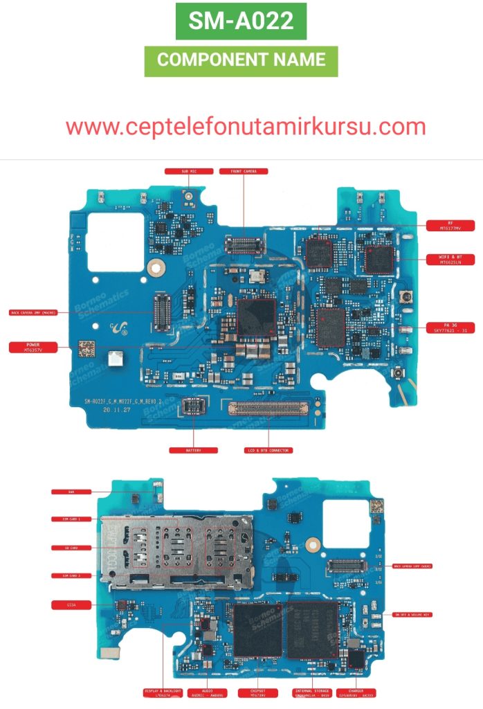 A022 Samsung charge, diode, camera, lcd, touch, audio, mipi problem 