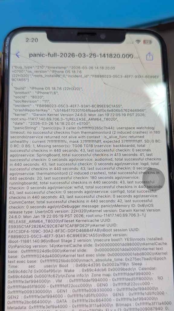 iPhone 3DK da bir yeniden başlıyor Panik Log Analizi 1 2003 ten beri En iyi Cep Telefonu Tamir Kursu iphone 3dk da bir yeniden başlıyor