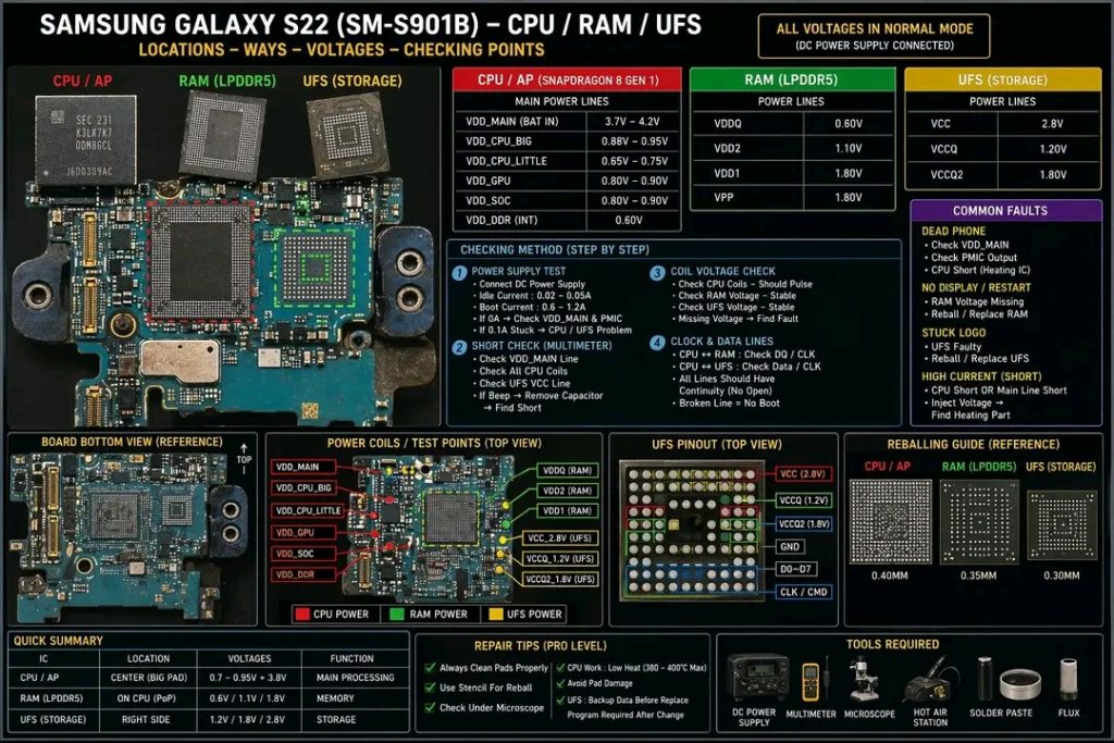 Samsung Galaxy S22 SM-S901B Anakart Tamiri