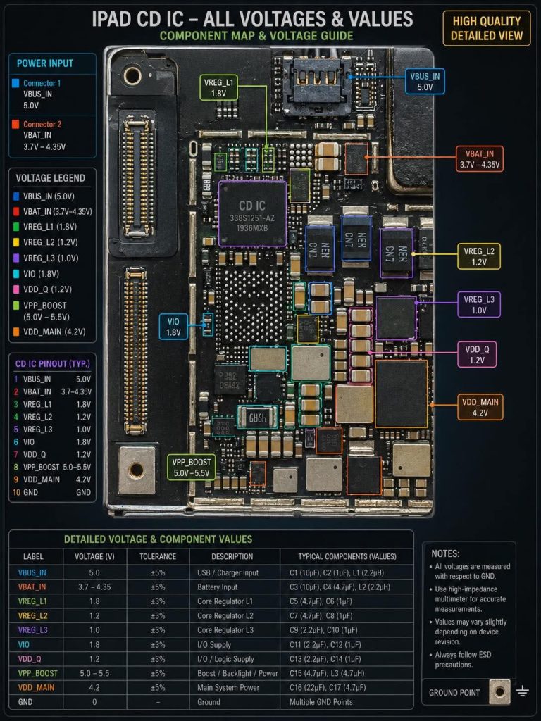 

iPad CD IC 338S1251-AZ Voltaj Şeması