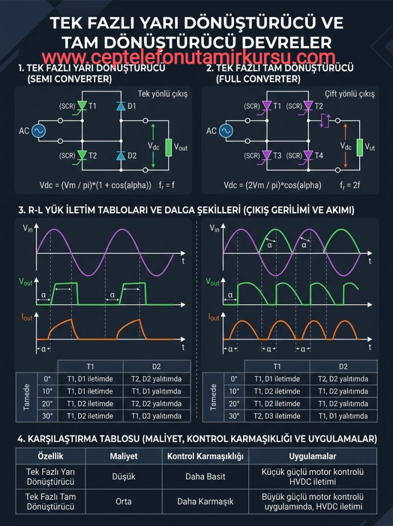 Güç Elektroniğinde Tek Fazlı AC – DC Dönüştürücüler