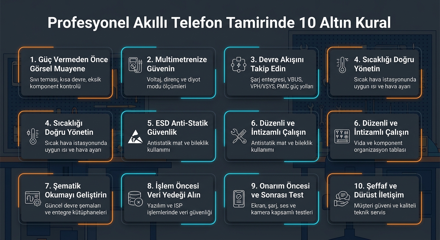 Profesyonel Akıllı Telefon Tamir İpuçları: 10 Altın Kural ve Anakart Teşhis Rehberi